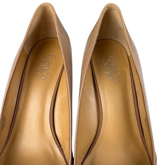 Franco Sarto Womens 10 M Frankie Brown Leather Wedge Pump Heels Shoes - Picture 7 of 9